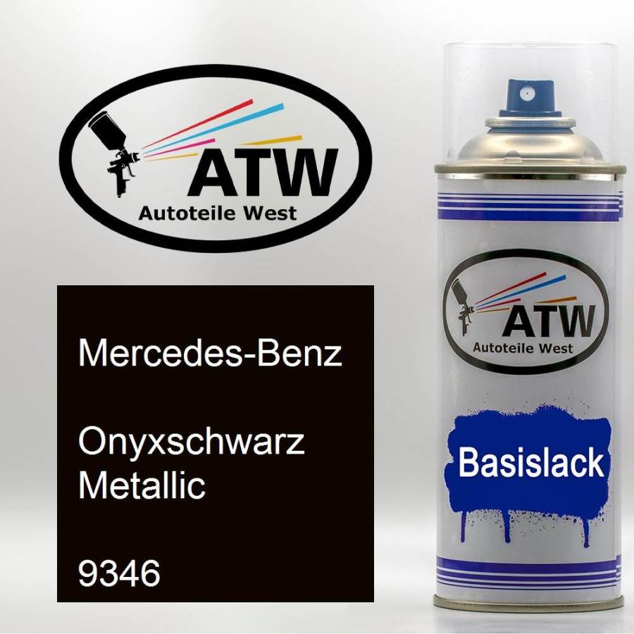 Mercedes-Benz, Onyxschwarz Metallic, 9346: 400ml Sprühdose, von ATW Autoteile West.
